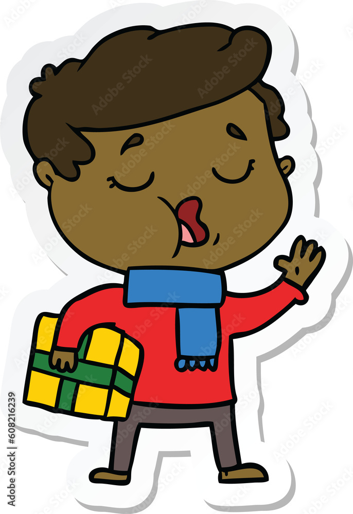 sticker of a cartoon man carol singing sticker of a cartoon man carol singing