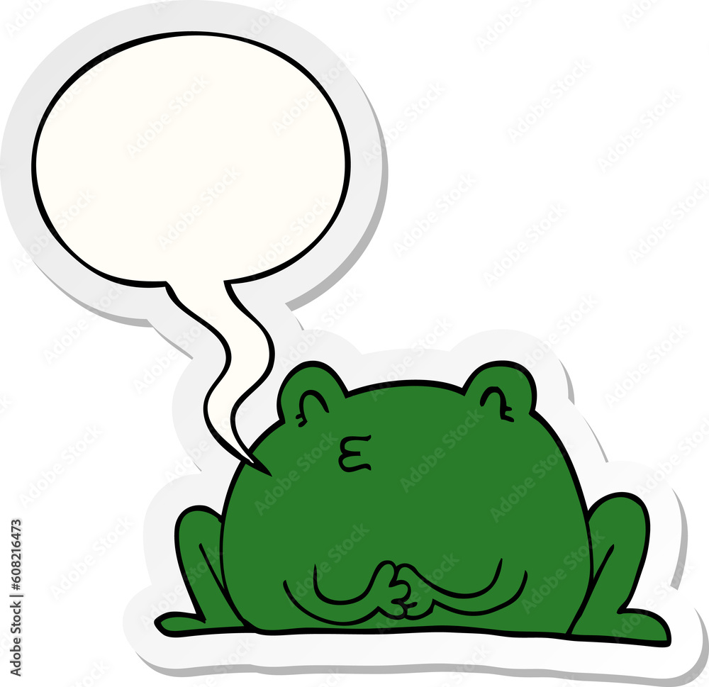 cute cartoon frog with speech bubble sticker cute cartoon frog with speech bubble sticker