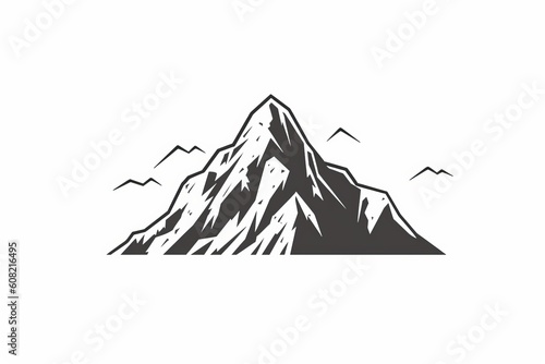 Black and white colors. Minimalistic and geometric design of a mountain. Beautiful illustration picture. Generative AI