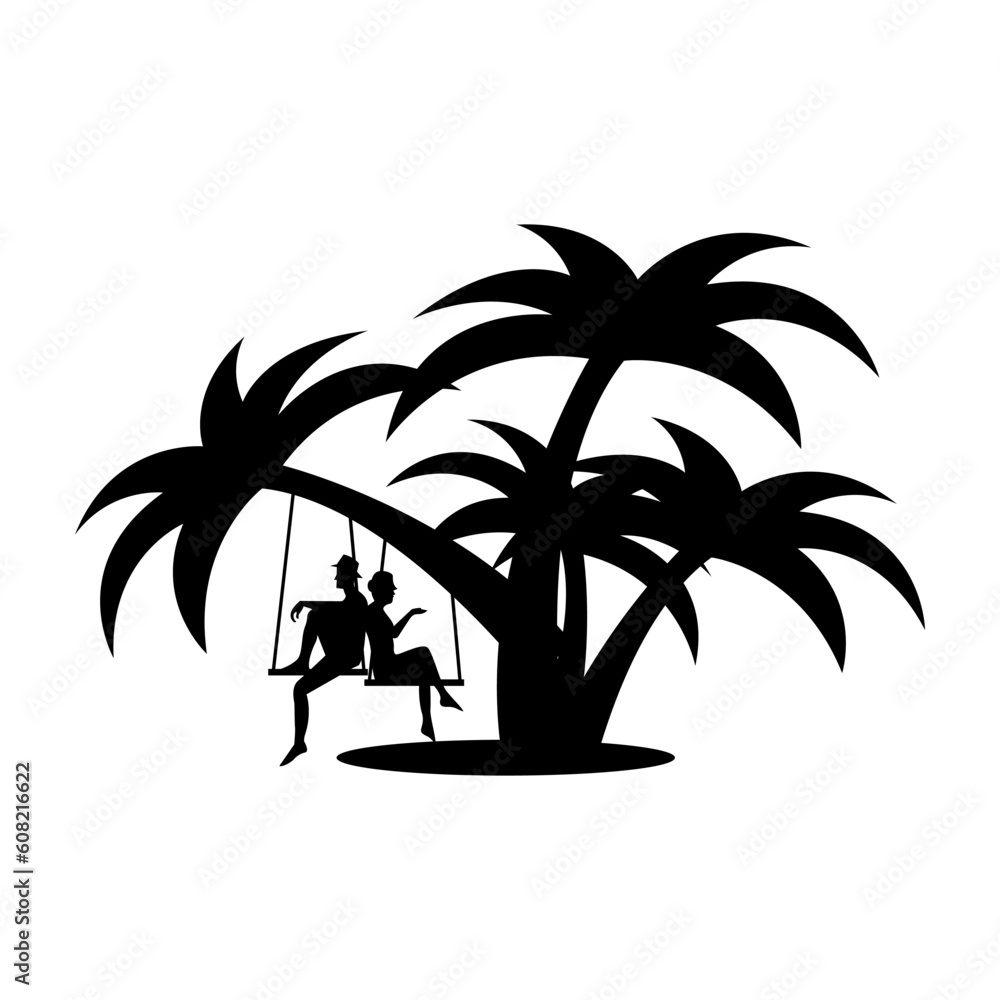 lover in beach icon logo design