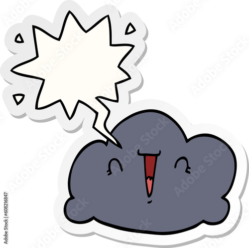 cartoon cloud with speech bubble sticker