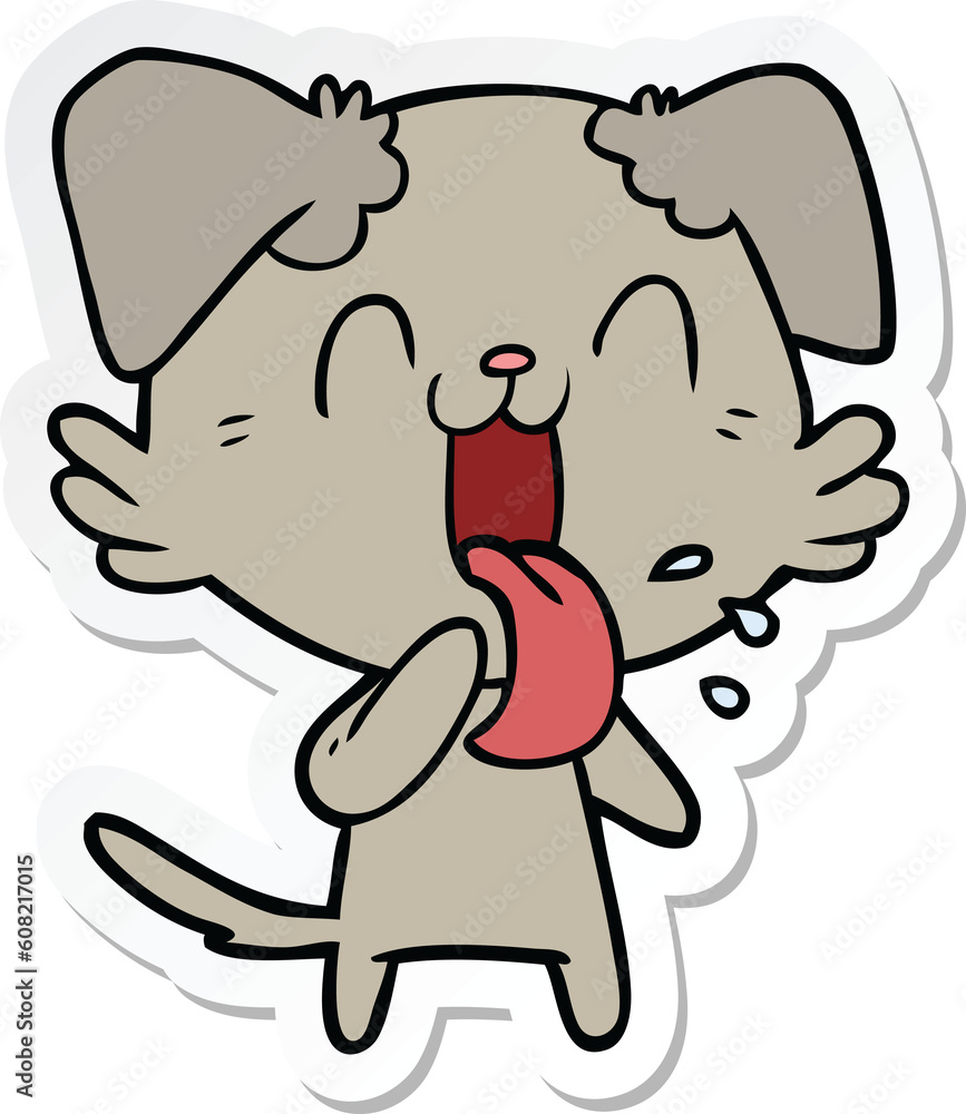 sticker of a cartoon panting dog sticker of a cartoon panting dog