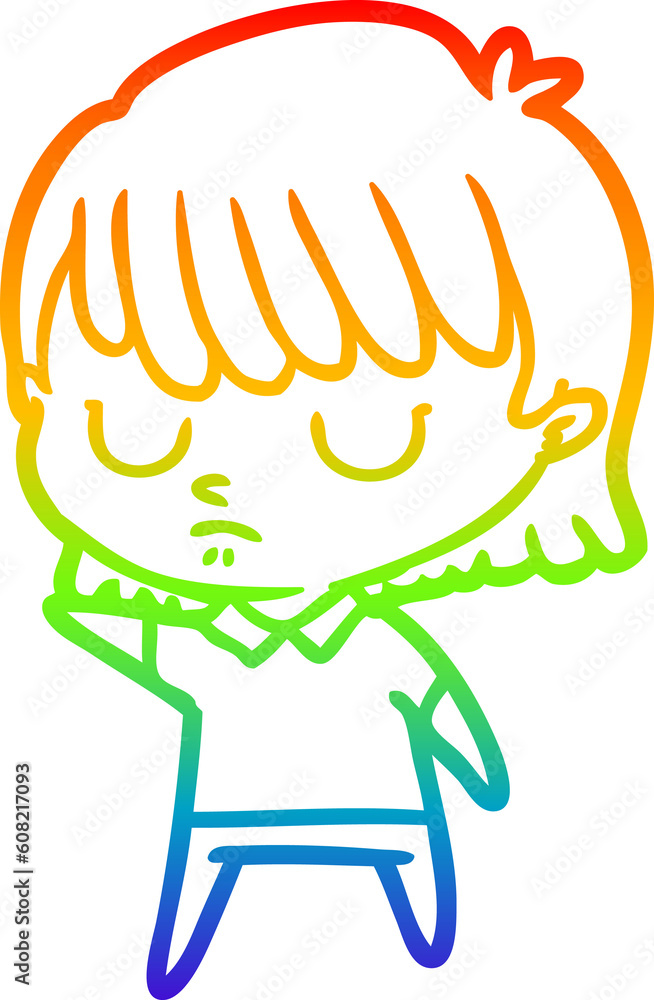 rainbow gradient line drawing of a cartoon woman rainbow gradient line drawing of a cartoon woman