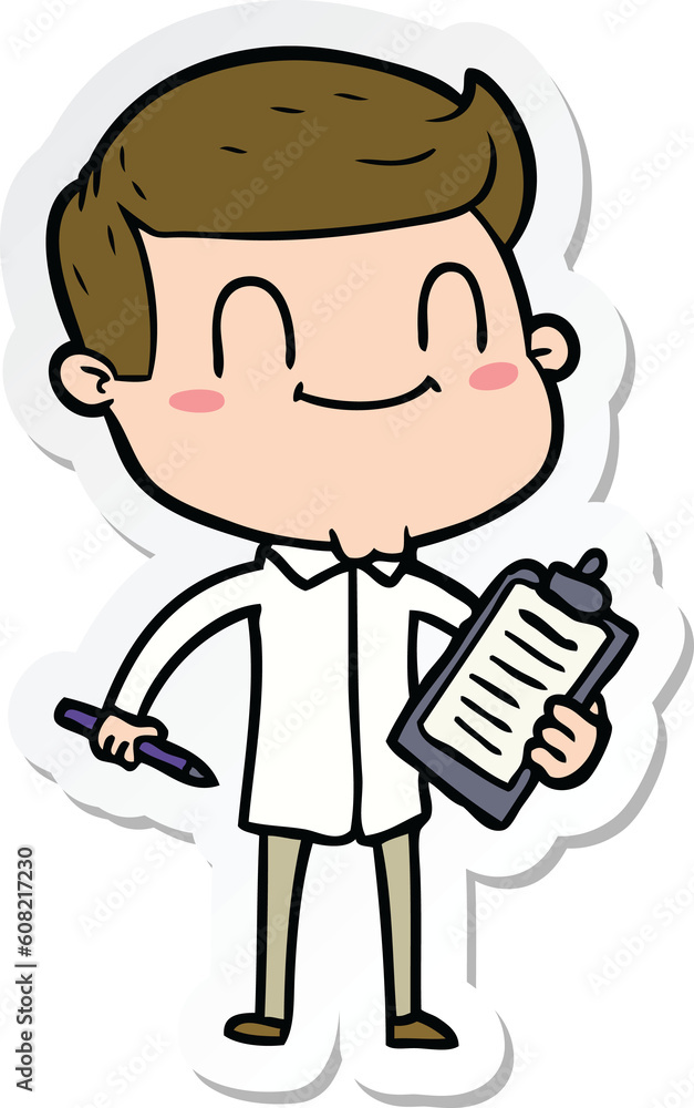 sticker of a cartoon friendly man sticker of a cartoon friendly man