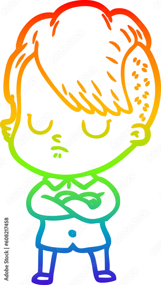 rainbow gradient line drawing of a cartoon woman rainbow gradient line drawing of a cartoon woman
