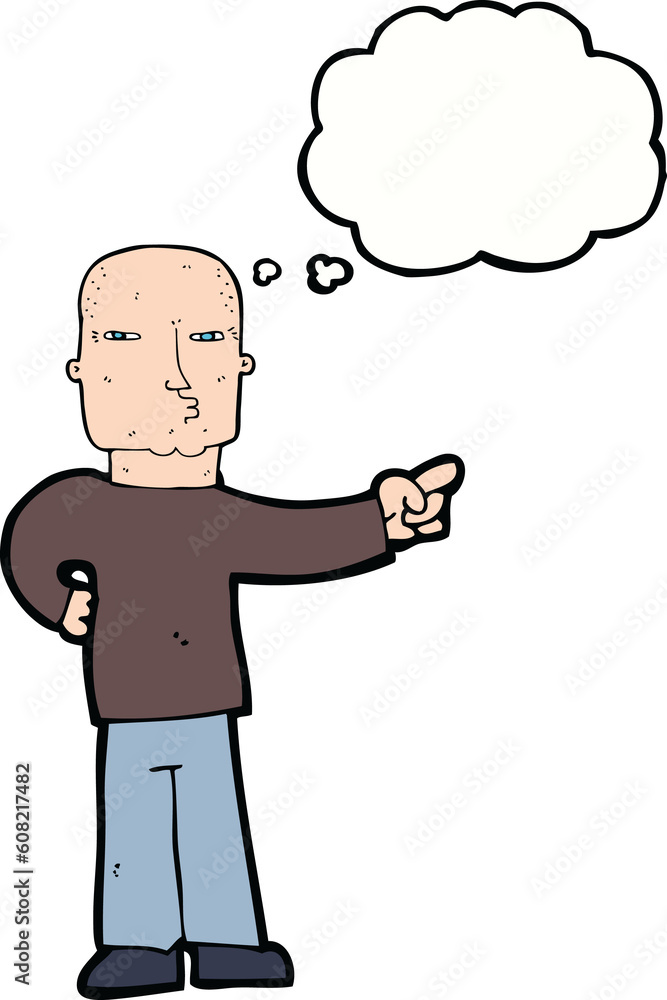 cartoon pointing man with thought bubble cartoon pointing man with thought bubble