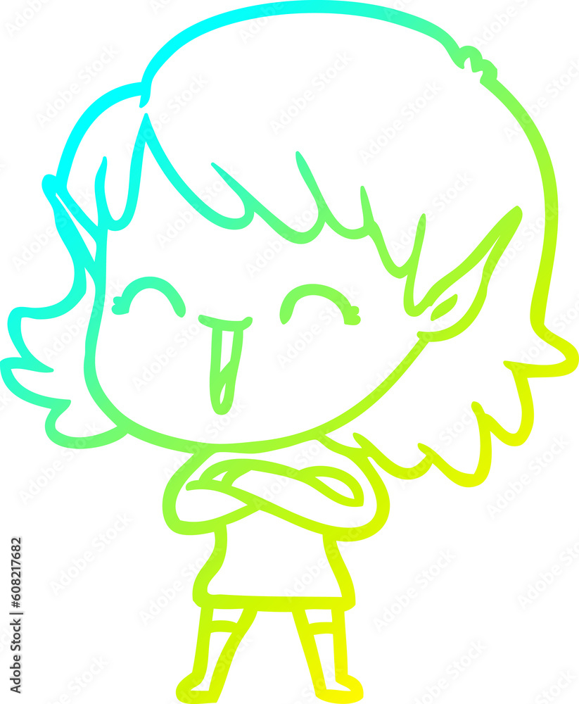 cold gradient line drawing of a cartoon elf girl cold gradient line drawing of a cartoon elf girl