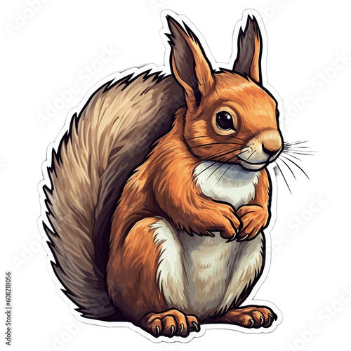 squirrel character sticker isolated on transparent background