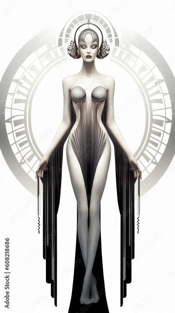Stunning fashion model in futuristic style. Beautiful illustration picture. Generative AI