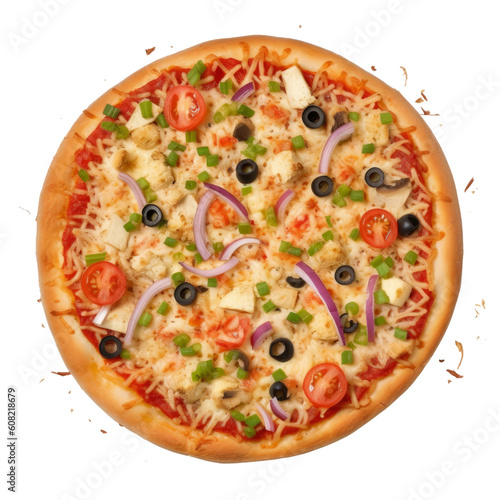 full pizza isolated on transparent background cutout