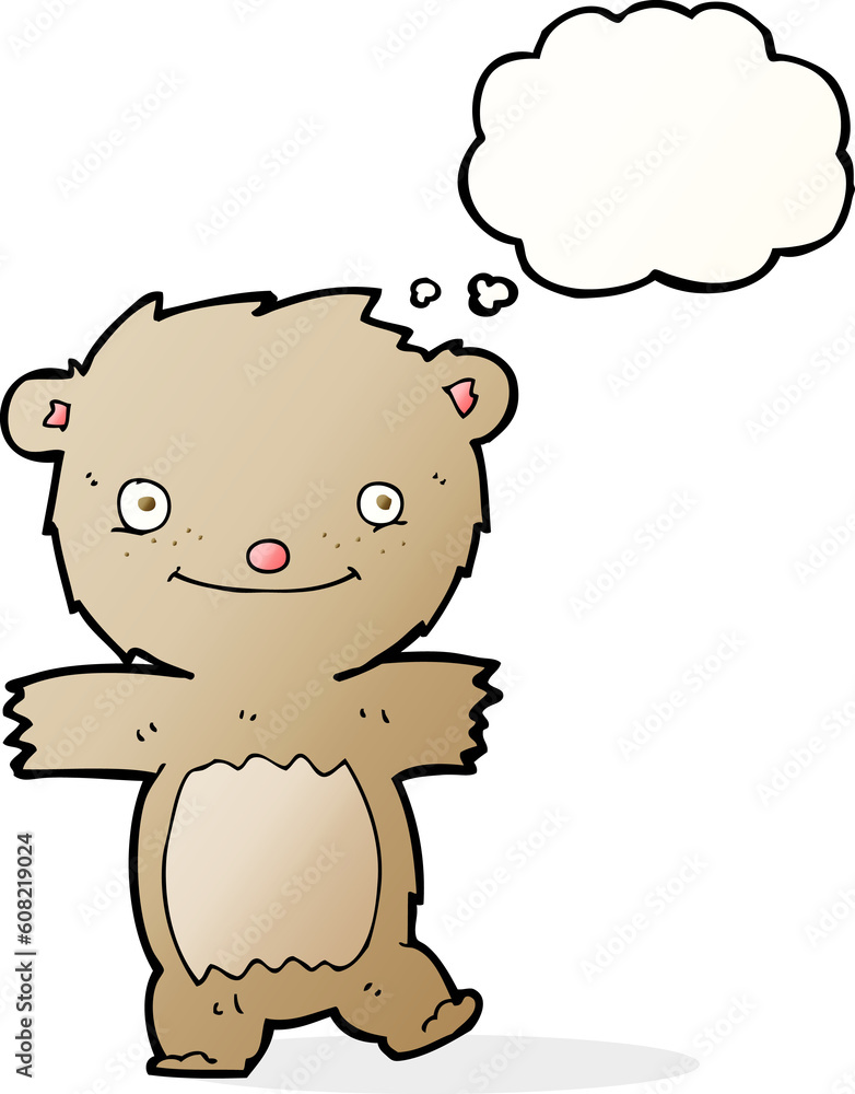 cartoon teddy bear with thought bubble