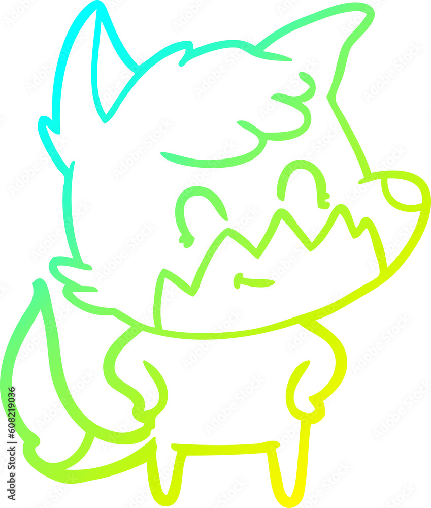 cold gradient line drawing of a cartoon friendly fox cold gradient line drawing of a cartoon friendly fox