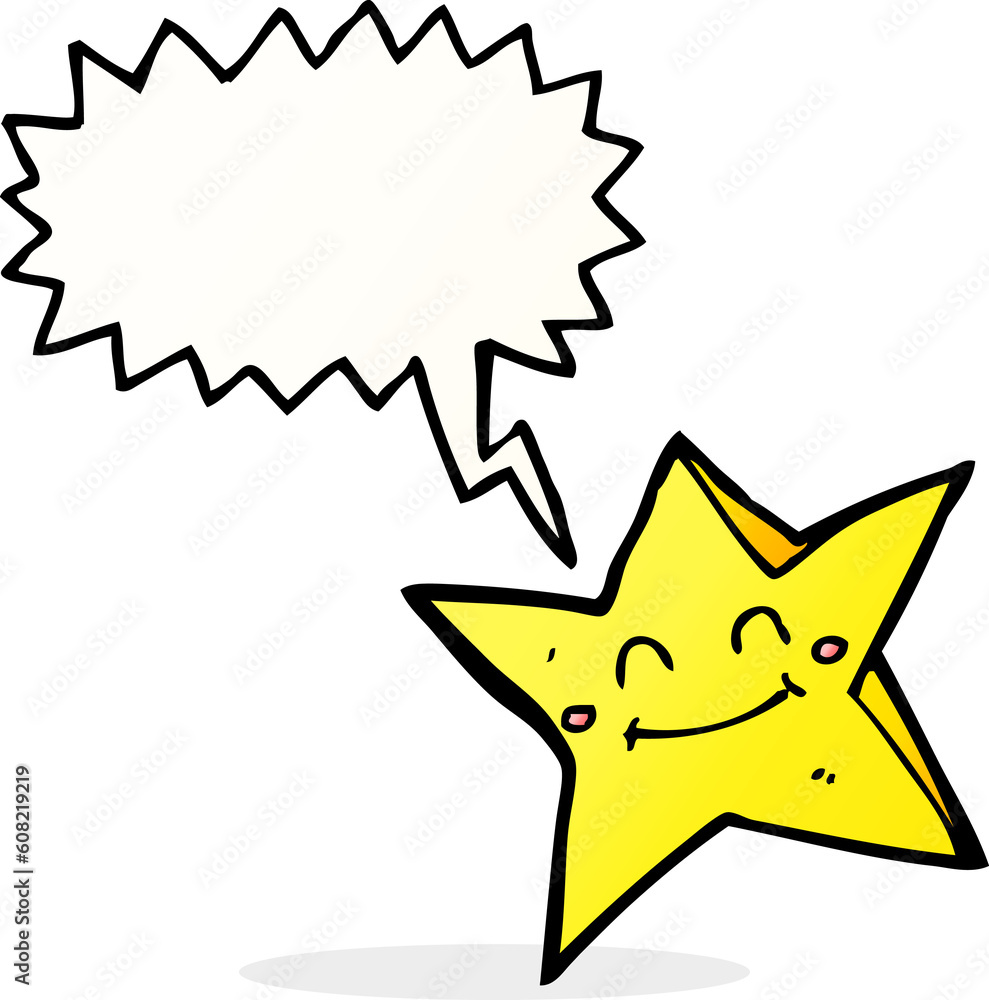 cartoon happy star character with speech bubble cartoon happy star character with speech bubble