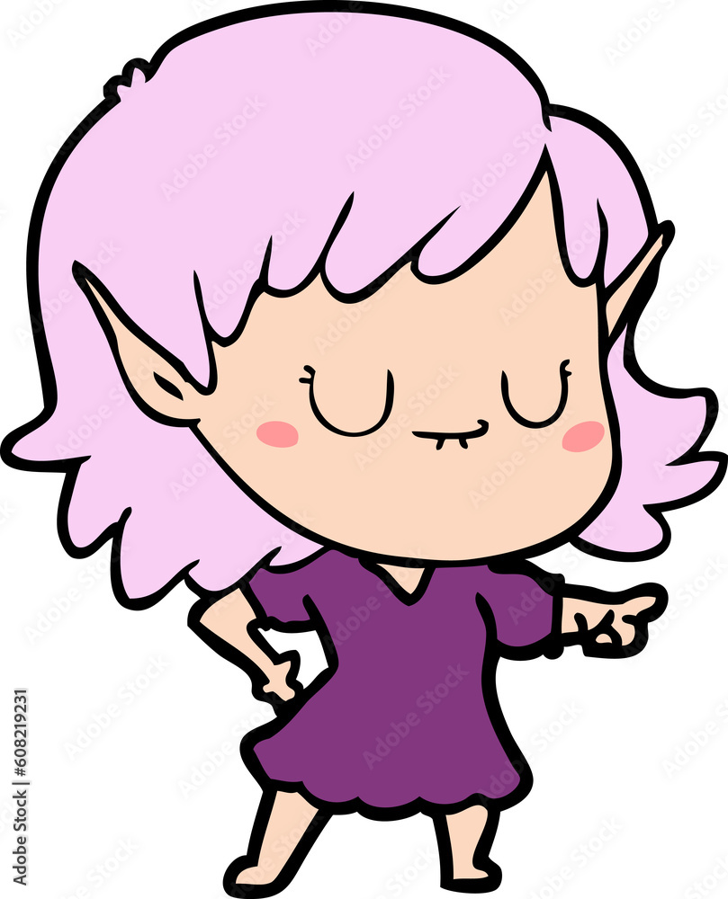 happy cartoon elf girl wearing dress happy cartoon elf girl wearing dress
