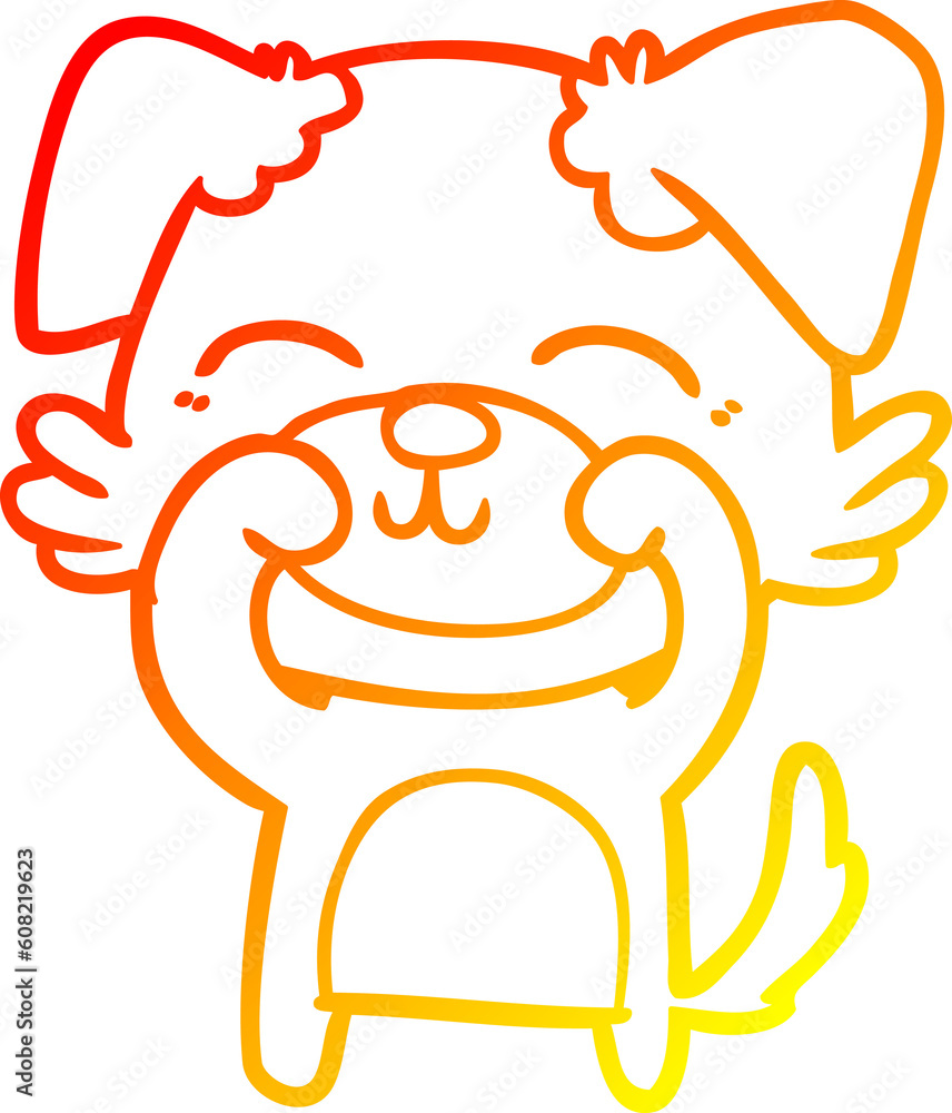 warm gradient line drawing of a cartoon dog warm gradient line drawing of a cartoon dog