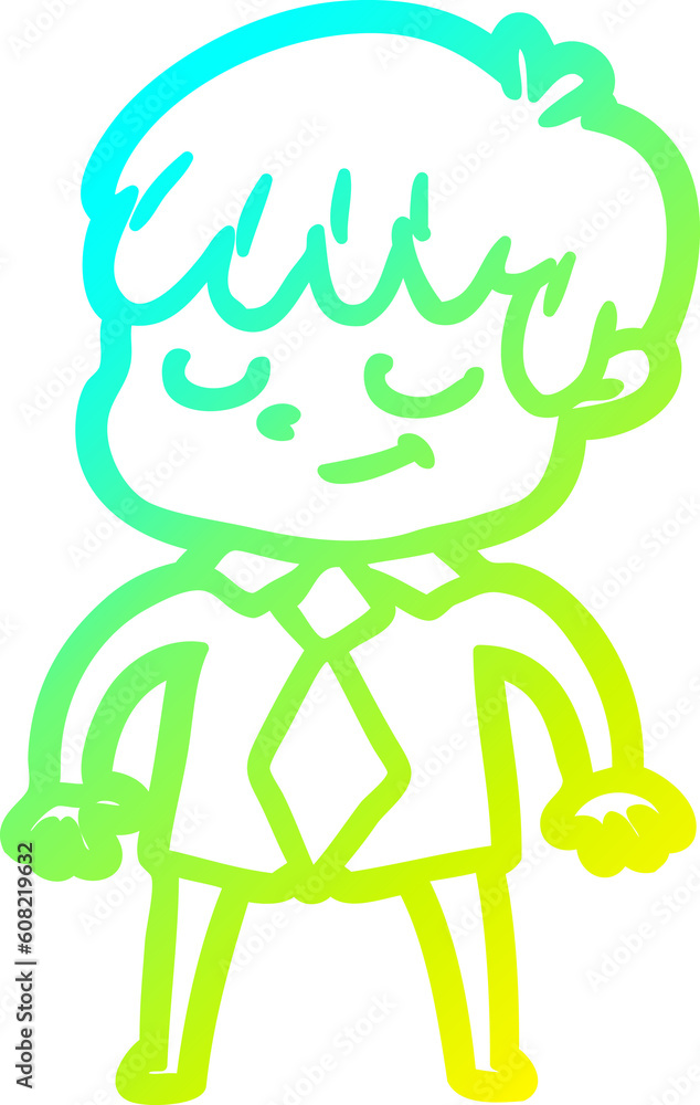 cold gradient line drawing of a cartoon happy boy cold gradient line drawing of a cartoon happy boy