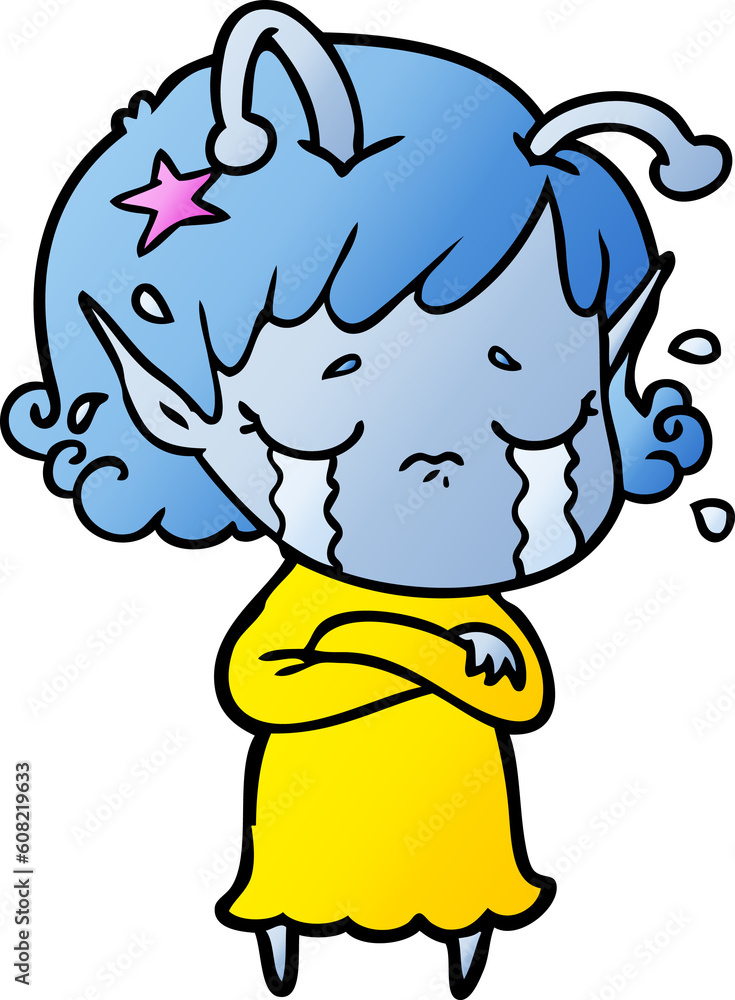 cartoon crying alien girl cartoon crying alien girl
