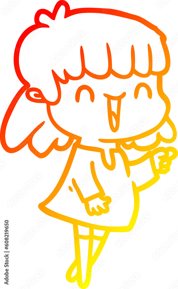 warm gradient line drawing of a cartoon woman warm gradient line drawing of a cartoon woman