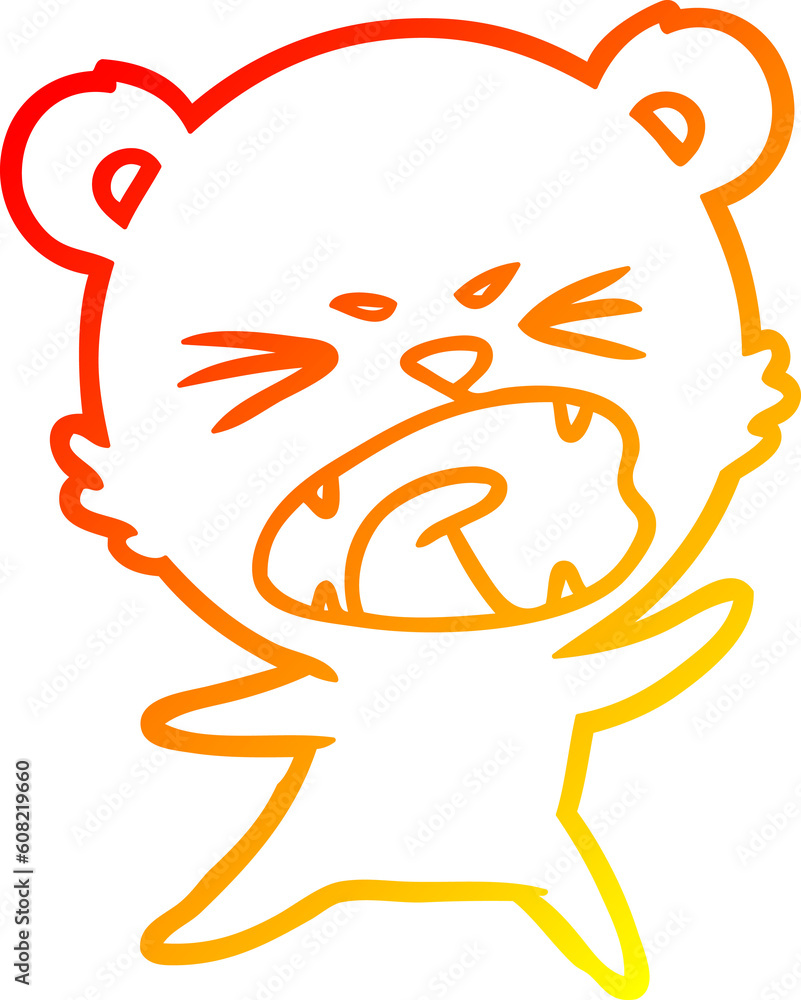 warm gradient line drawing of a angry cartoon bear warm gradient line drawing of a angry cartoon bear