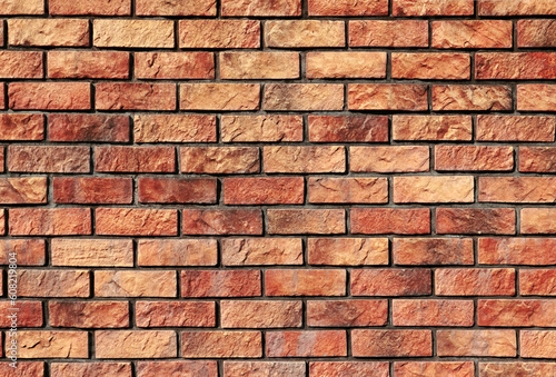 Antique red brick wall texture. Flat photograph for architectural CG rendering and perspective drawings.