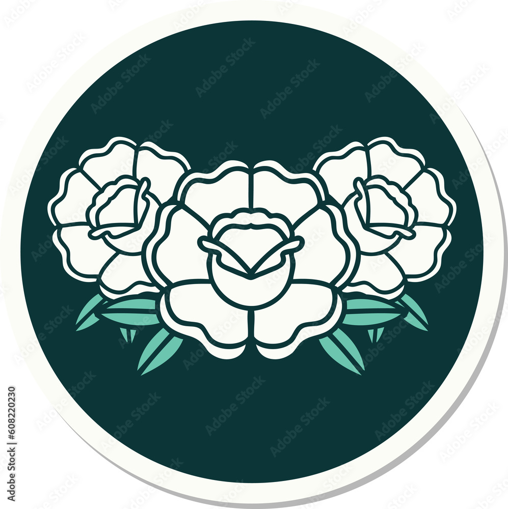 sticker of tattoo in traditional style of a bouquet of flowers sticker of tattoo in traditional style of a bouquet of flowers