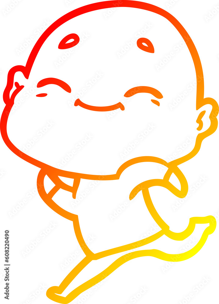 warm gradient line drawing of a happy cartoon bald man warm gradient line drawing of a happy cartoon bald man