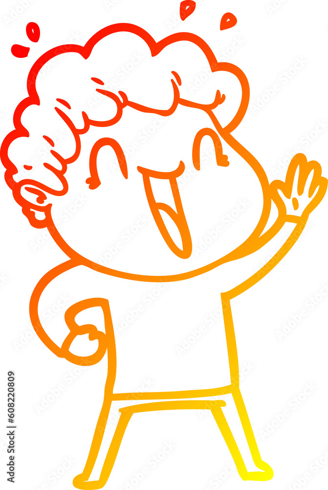 warm gradient line drawing of a cartoon happy man warm gradient line drawing of a cartoon happy man