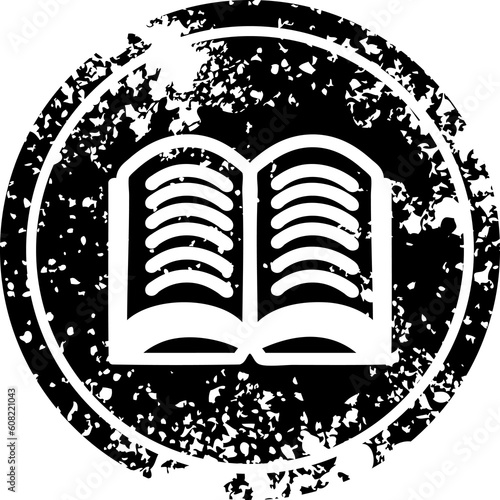 open book distressed icon symbol