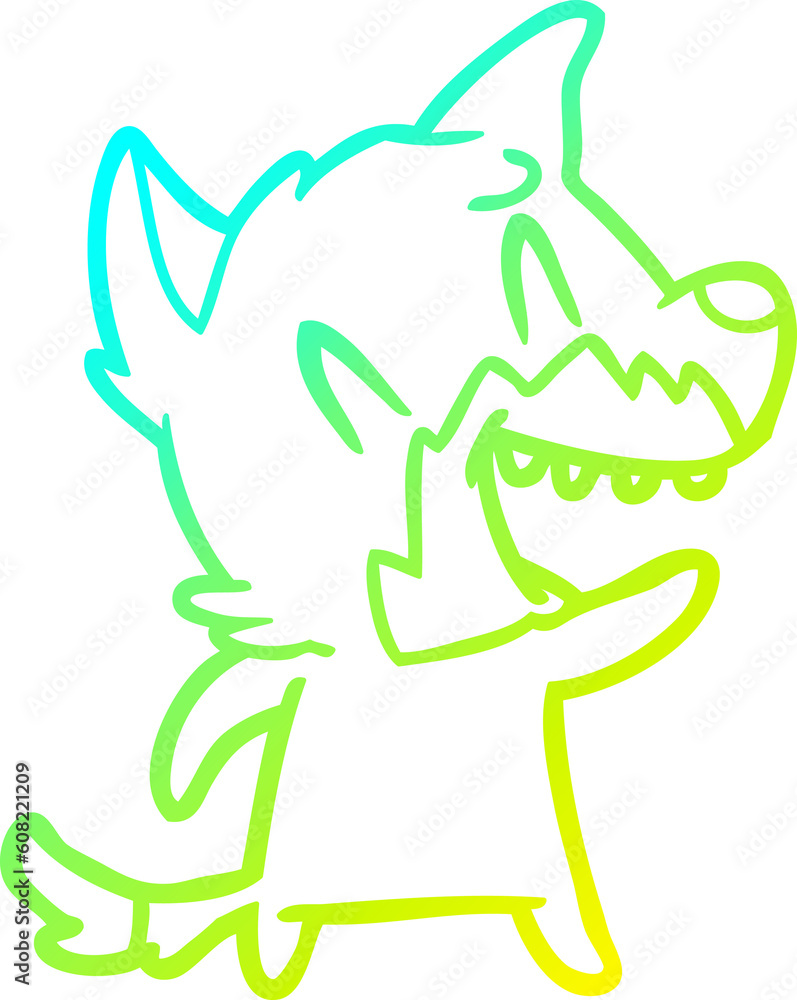 cold gradient line drawing of a laughing fox cartoon cold gradient line drawing of a laughing fox cartoon
