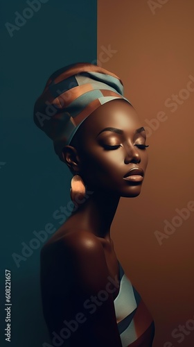 Wallpaper Mural Illustration of a woman and abstract art, created as a generative artwork using AI. Torontodigital.ca