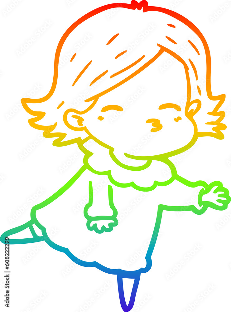 rainbow gradient line drawing of a cartoon woman rainbow gradient line drawing of a cartoon woman