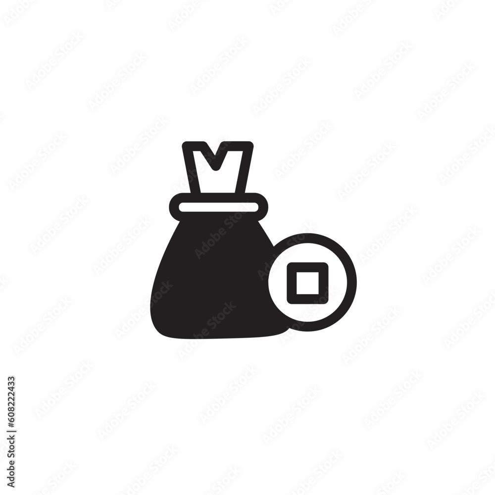 Lucky Bag Coin Chinese Solid Icon Lucky Bag Coin Chinese Solid Icon