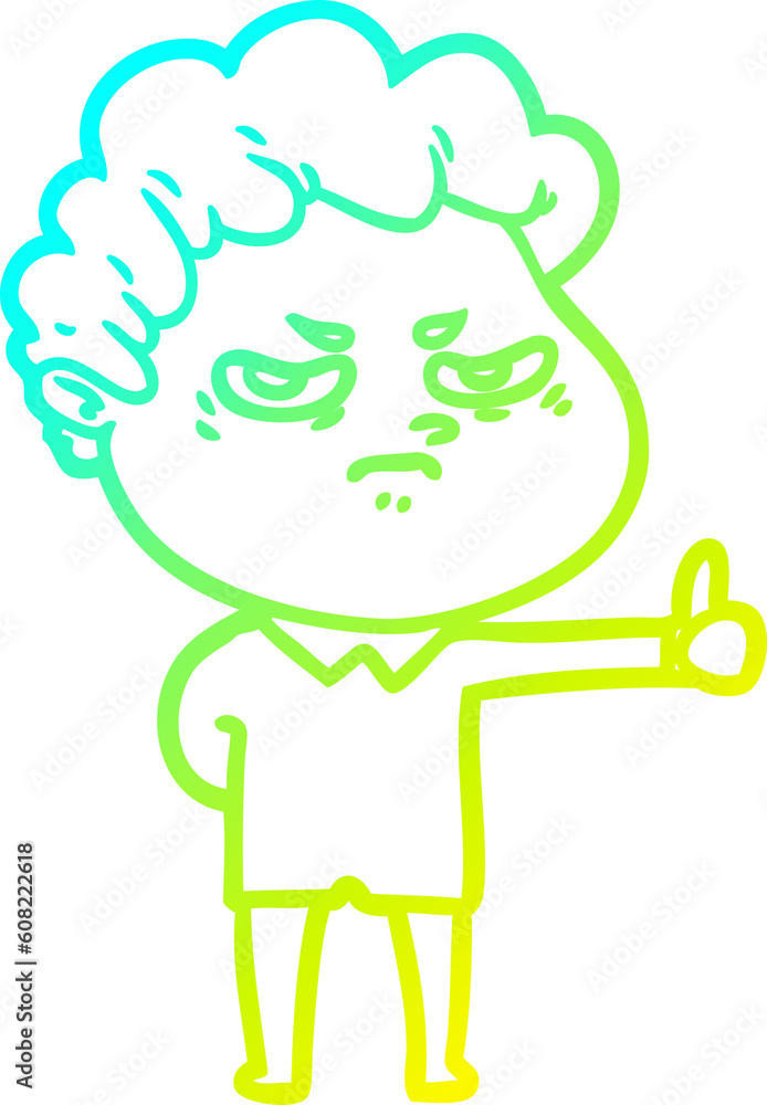 cold gradient line drawing of a cartoon angry man cold gradient line drawing of a cartoon angry man