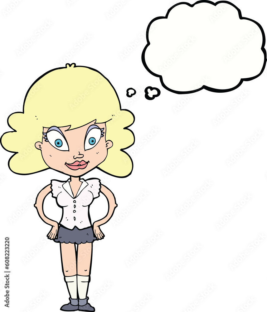 cartoon pretty woman with thought bubble cartoon pretty woman with thought bubble