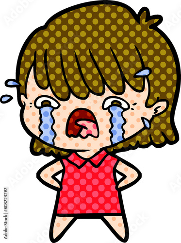 cartoon girl crying