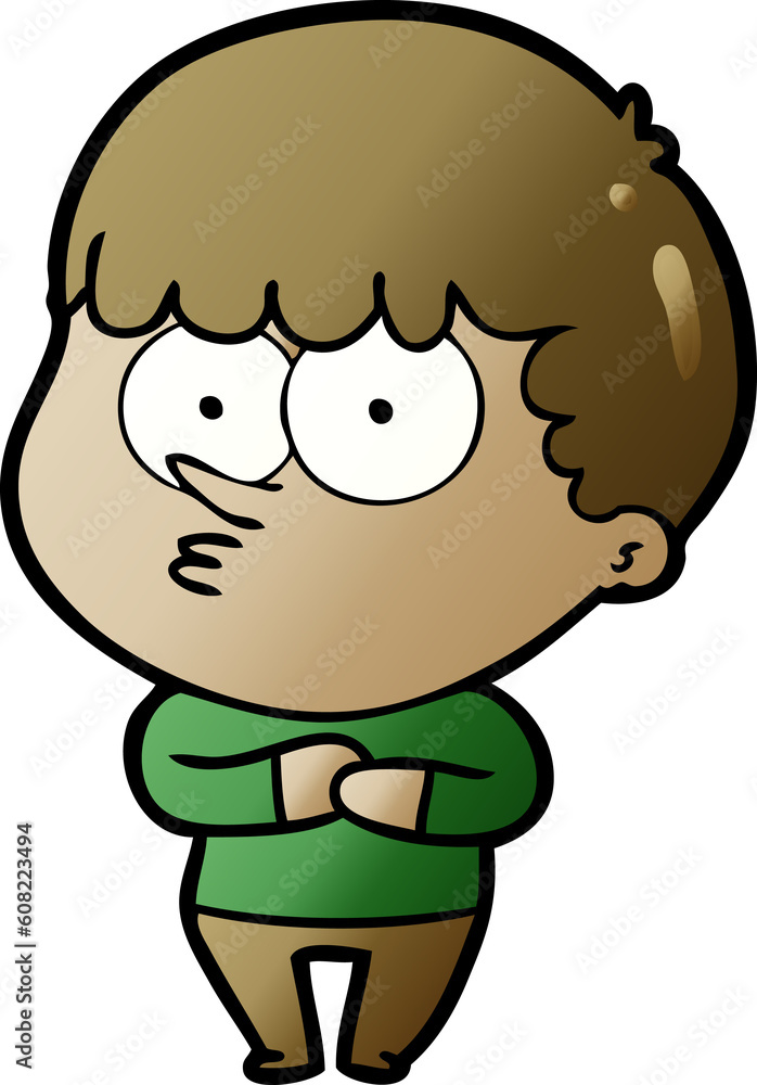 cartoon curious boy