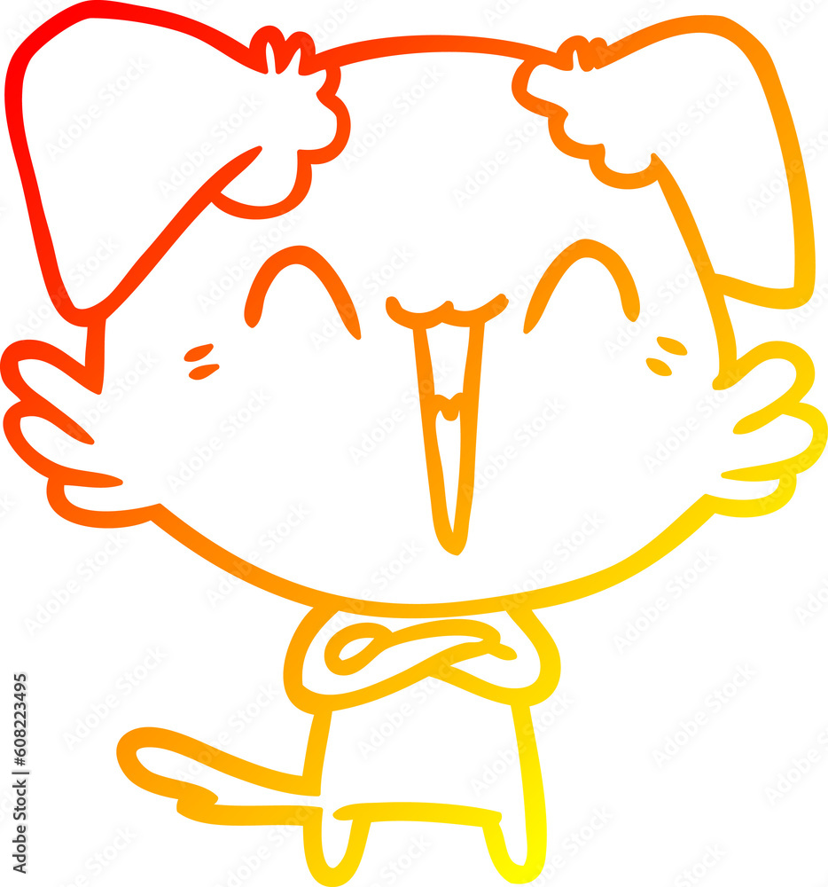 warm gradient line drawing of a happy little dog cartoon warm gradient line drawing of a happy little dog cartoon