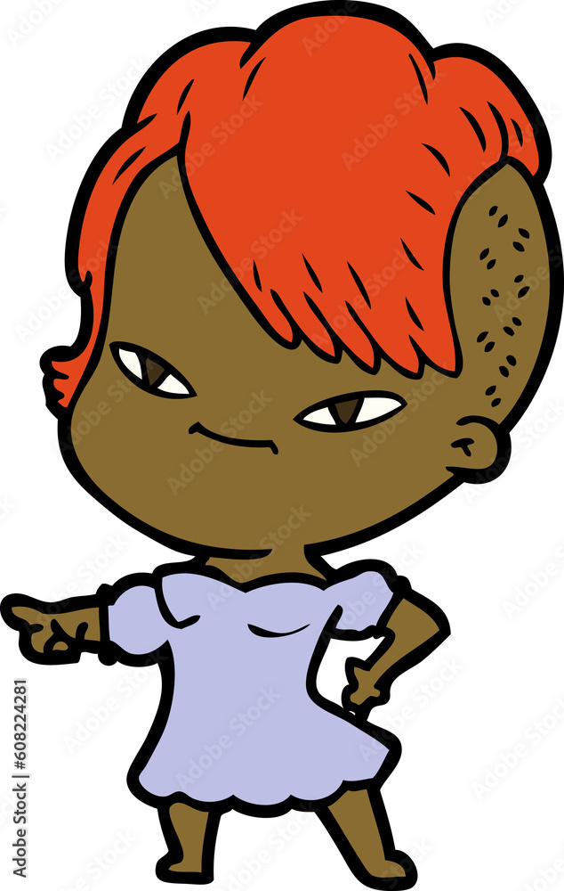 cute cartoon girl with hipster haircut cute cartoon girl with hipster haircut