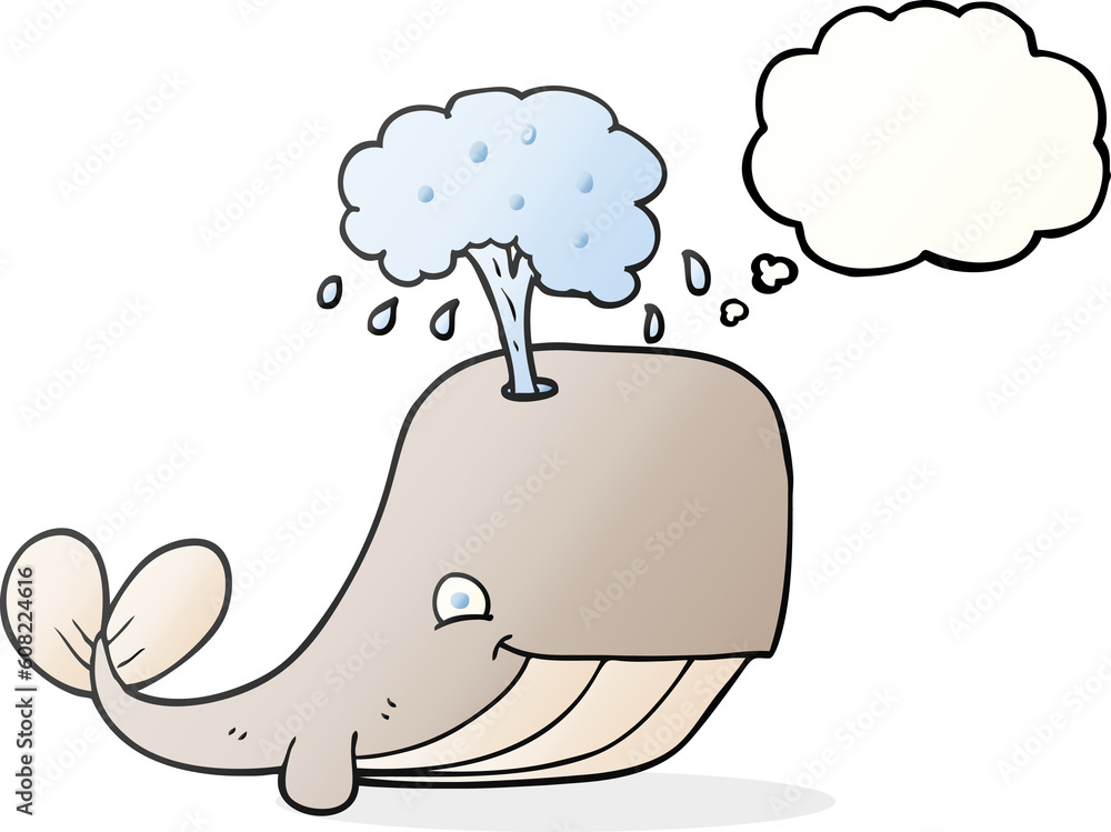 freehand drawn thought bubble cartoon whale spouting water freehand drawn thought bubble cartoon whale spouting water