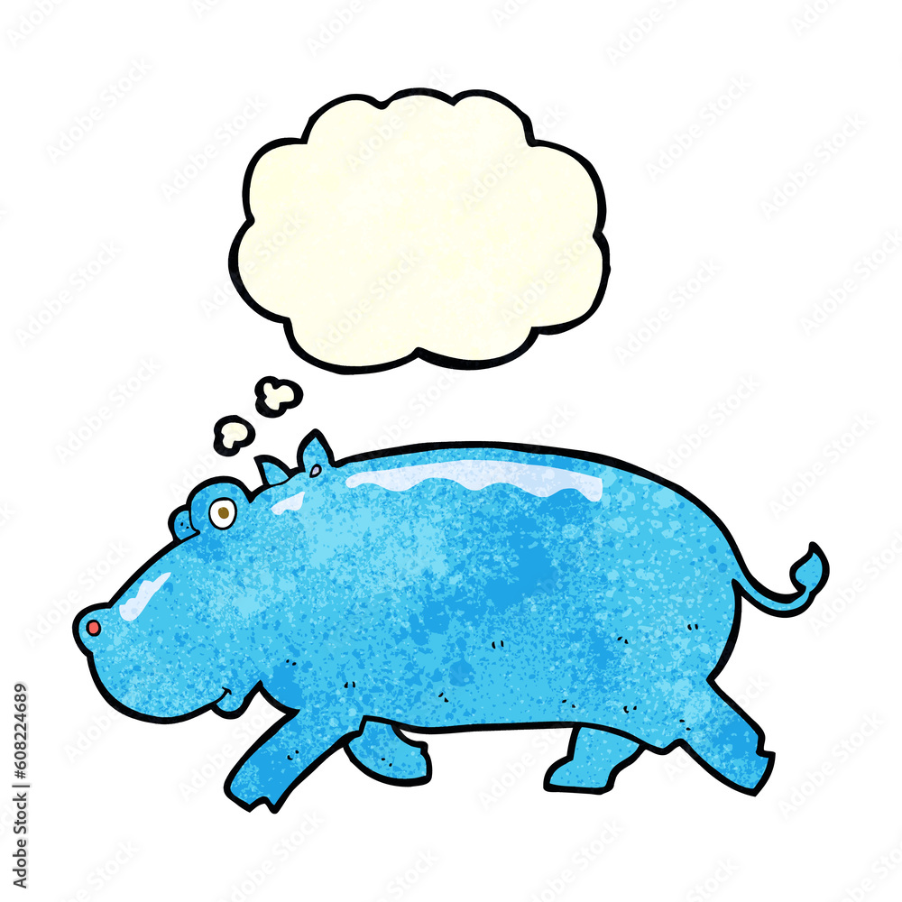 cartoon hippopotamus with thought bubble cartoon hippopotamus with thought bubble