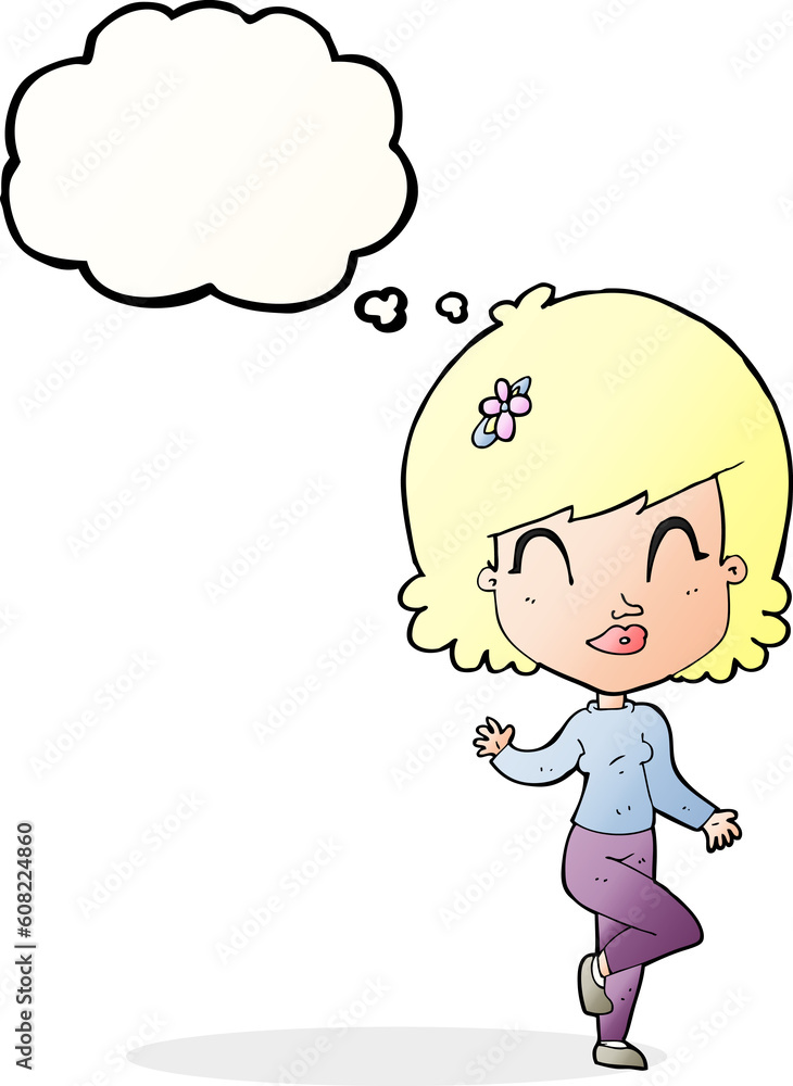 cartoon pretty woman dancing with thought bubble cartoon pretty woman dancing with thought bubble