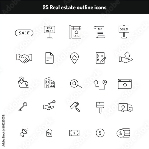 set of Real estate outline vector icons 