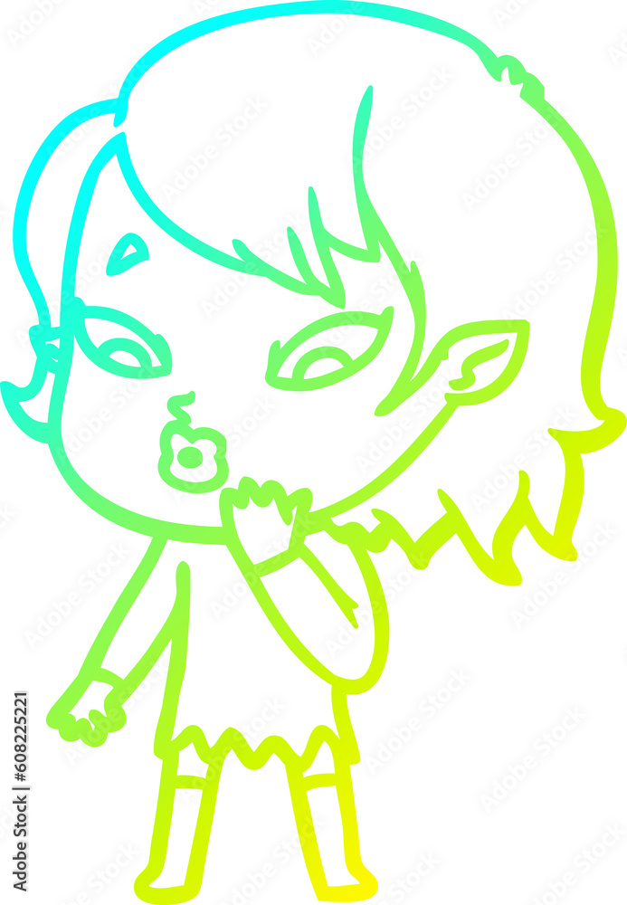cold gradient line drawing of a cute cartoon vampire girl cold gradient line drawing of a cute cartoon vampire girl