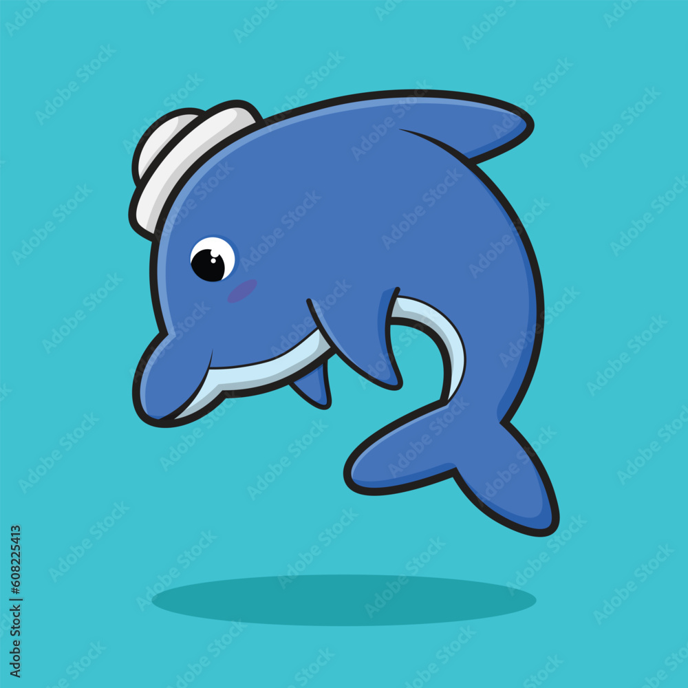 Fototapeta premium cartoon dolphin, for ocean-themed mascot and design
