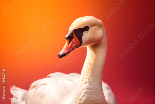 Fototapeta Naklejka Na Ścianę i Meble -  Funny swan in studio, colorful background. Generative AI