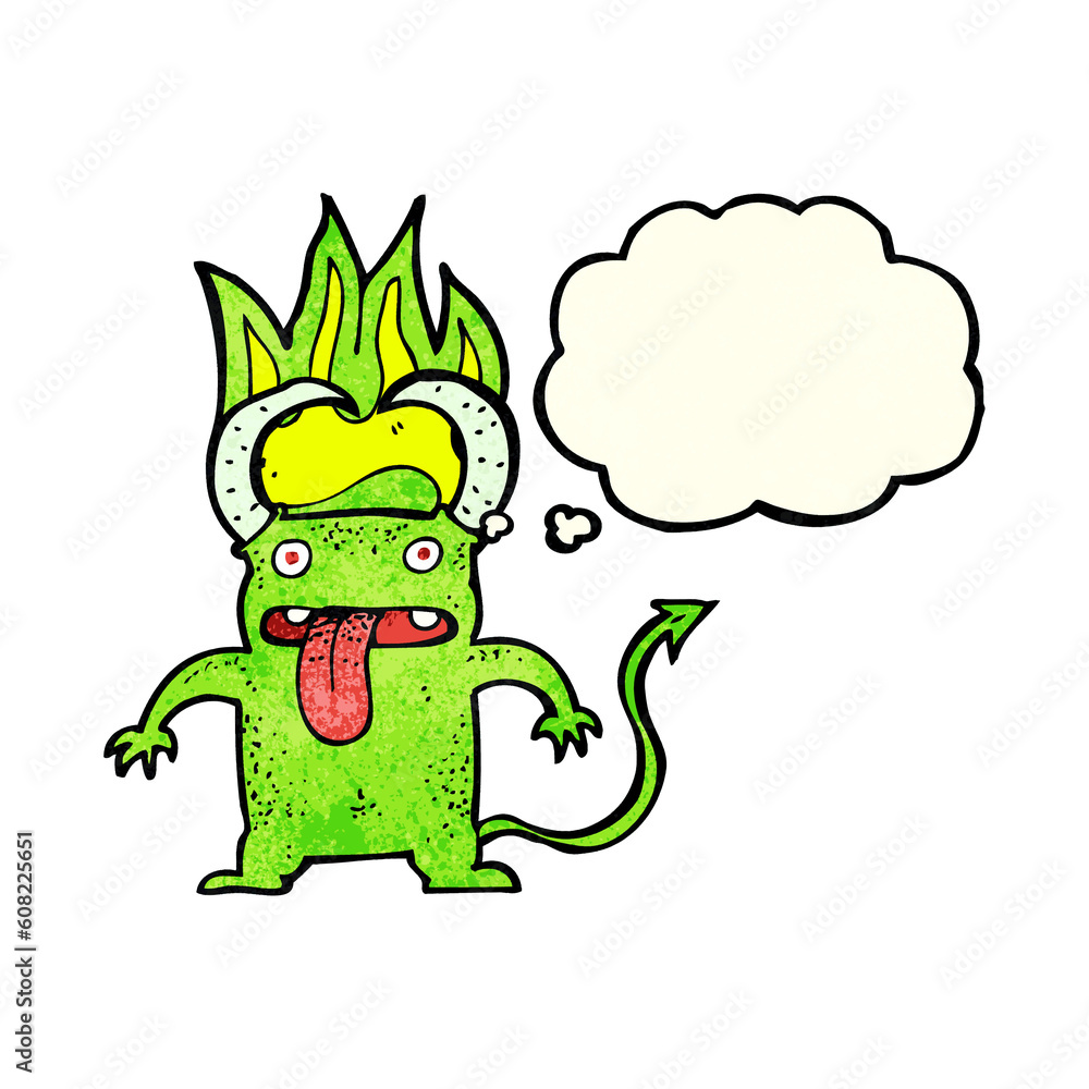 cartoon little devil with thought bubble cartoon little devil with thought bubble
