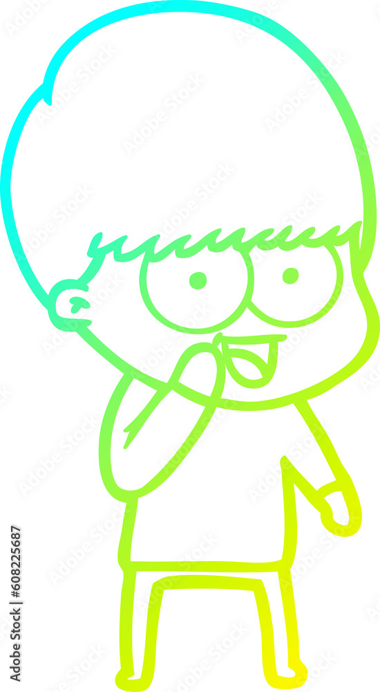 cold gradient line drawing of a happy cartoon boy cold gradient line drawing of a happy cartoon boy
