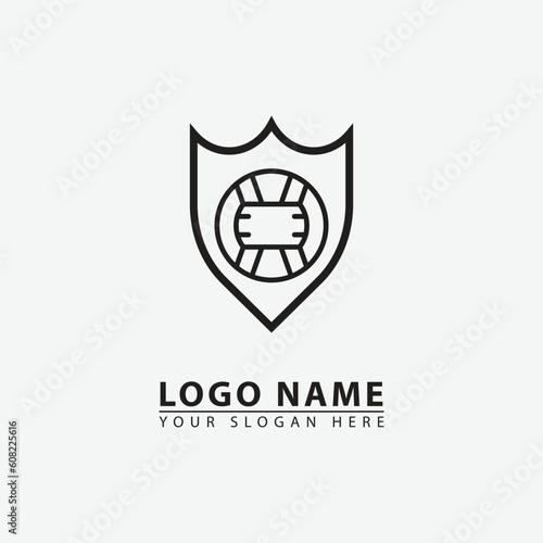 elegant volleyball shield logo icon.