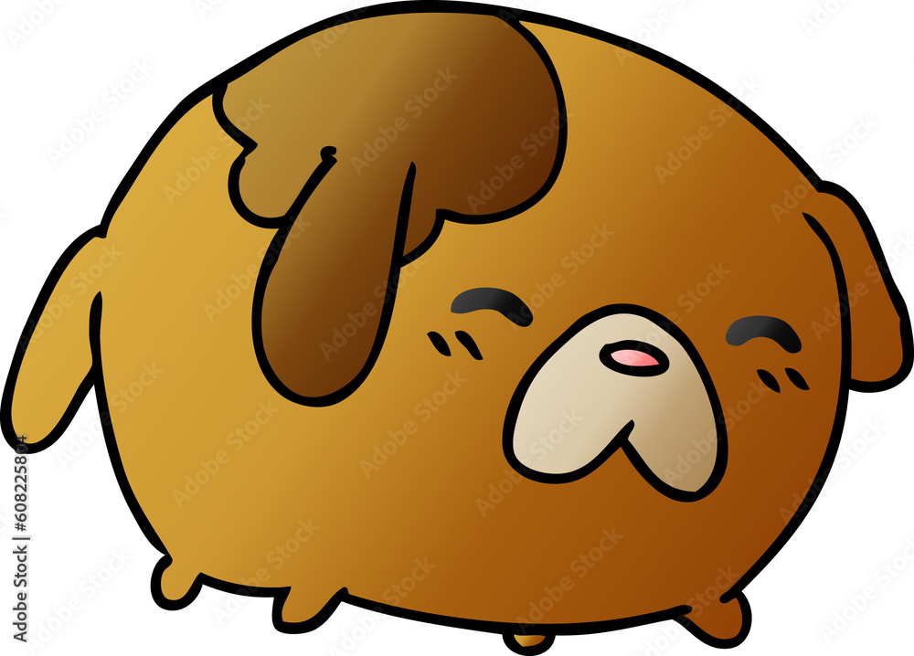 freehand drawn gradient cartoon of cute kawaii dog freehand drawn gradient cartoon of cute kawaii dog
