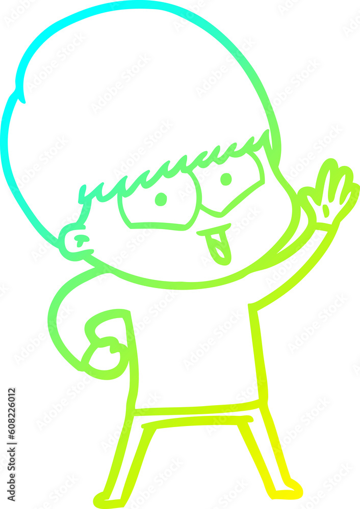 cold gradient line drawing of a cartoon happy boy cold gradient line drawing of a cartoon happy boy